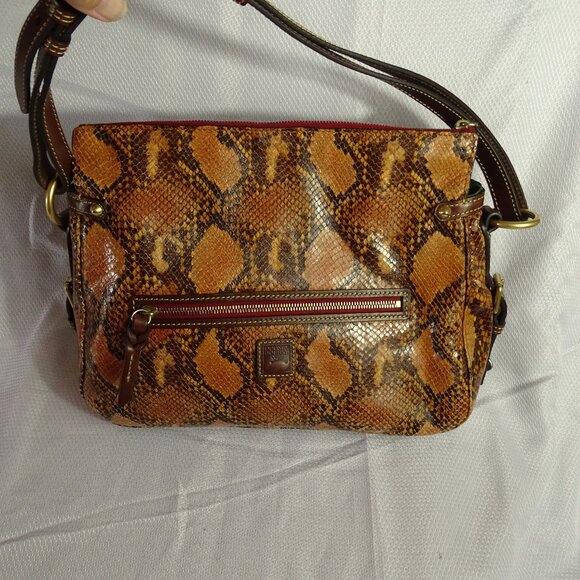 Dooney & Burke Brown Python Reptile Hobo Shoulder Bag - Picture 3 of 9